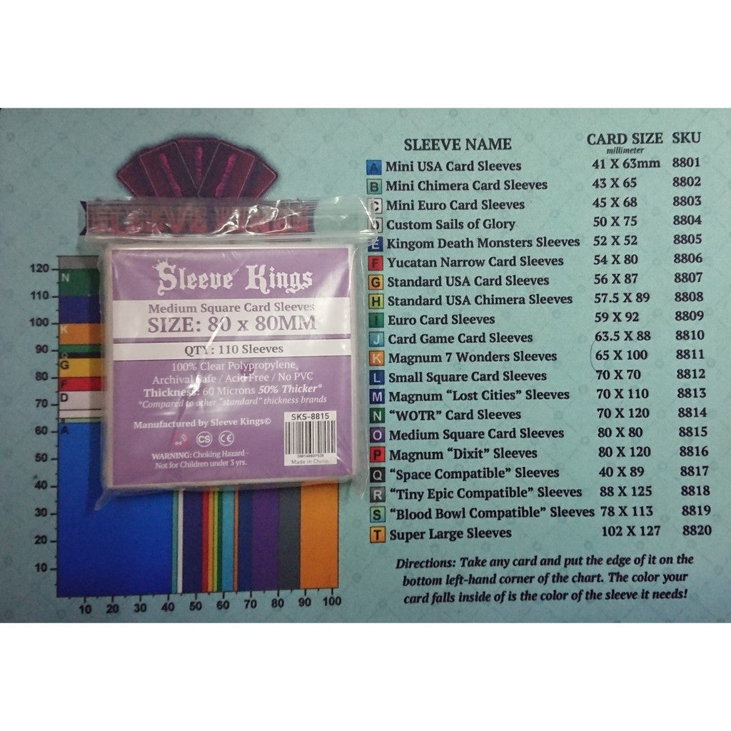 Board Games Sleeves Sleeve Kings Medium Square Card Sleeves (80x80mm)