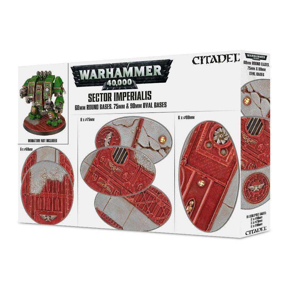 Warhammer 40K Sector Imperialis 60mm Round Bases. 75mm & 90mm Oval Bases