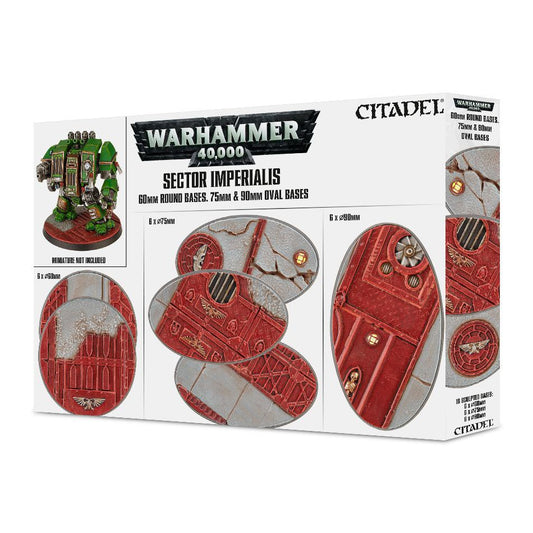 Warhammer 40K Sector Imperialis 60mm Round Bases. 75mm & 90mm Oval Bases
